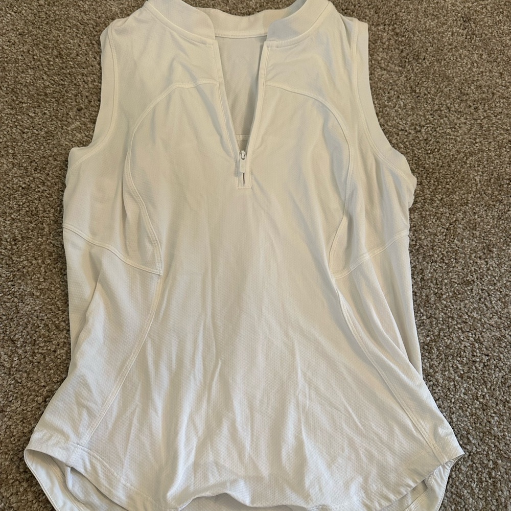 Lululemon Athletica Cream Fitted Muscle Tee Polo